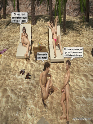 FamilyFancy3D- Family orgy at the beach image 6